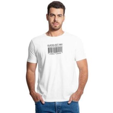 Imagem de Camiseta Guess Masculina Barcode Est.1981 Silk Branca-Masculino