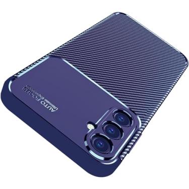 Imagem de Capa Capinha Anti Impacto Para Samsung Galaxy A55 5g Case Com Desenho Fibra De Carbono Shock Queda (Azul)