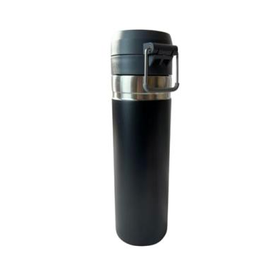 Imagem de Garrafa Térmica Aço Inox Agua Bike Academia Quick Flip 1l (Preto)