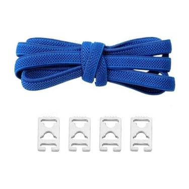 Imagem de Sem Cadarços De Gravata Cadarços Elásticos Cadarços Rápidos E Preguiçosos Para Crianças E Adultos Cadarços Planos Tênis De Borracha Cadarço De Corrida(Royal blue)