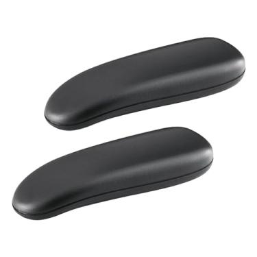 Imagem de harayaa Substituição de almofadas de apoio de braço para cadeira de jogos, fácil de instalar, acessórios de linha simples duráveis couro PU preto universal, 25,5 x 8 cm