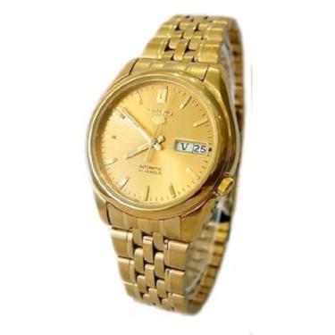 Imagem de Seiko 5 mostrador de ouro mecânico esportivo dourado, OURO - SNK366, Mecânico