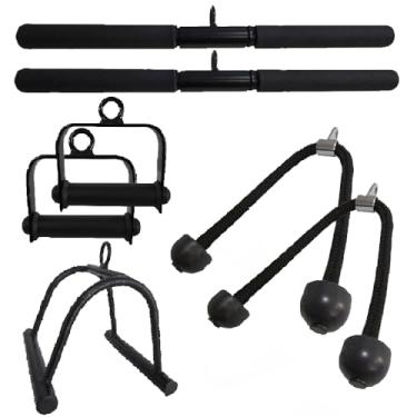 Imagem de Kit 7 Puxadores Crossover Reto Corda Estribo Triangulo Academia Profissional