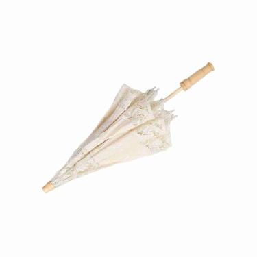 Imagem de Guarda-sol Bordado de Flor de Renda, Guarda-sol para Fotografia de Noiva, Branco, Bege, Material de Pano de Seda Feito à Mão (Grande)