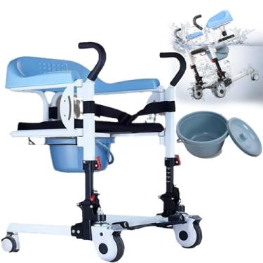 Imagem de CHONGHAN Cadeira de rodas com assento dividido em 180 °, elevador para cadeira de rodas com transferência de chuveiro, corpo em liga de alumínio, ajuste de 8 níveis, máximo de 120 kg