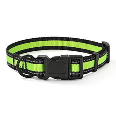 Imagem de Mile High Life Coleira para cachorro | Faixa refletiva 3M com faixa de nylon (verde-limão, grande (pacote com 1))