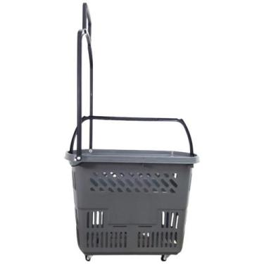 Imagem de KIT 5 Cestas Cestinhas de Compras Com Rodas Rodinhas 30Lts - JRMarketi