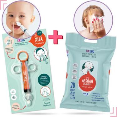 Imagem de Kit Resfriado Xuá Seringa Lavagem Nasal + Lenço Umedecido Assoar - Lik