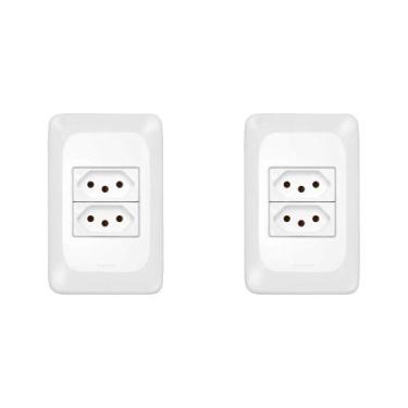 Imagem de Kit C/2 - Conjunto Pial Pop Modulo Com Placa 4X2 - 2 Toma...
