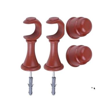 Imagem de Kit 2 Suporte Para Varão Cortina Com Ponteira 19Mm Mogno - Geral