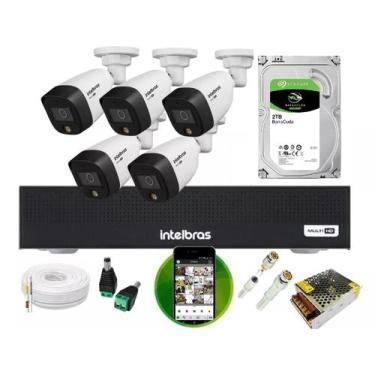 Imagem de Kit 5 Câmeras Intelbras Fullcolor 1220 Dvr Intelbras Mhdx 3008-C + hd 