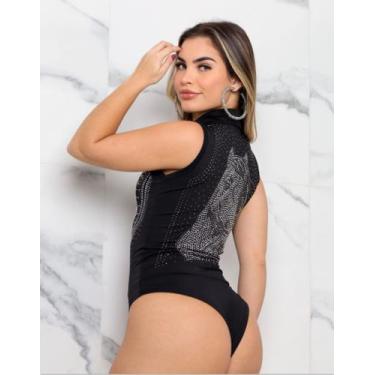 Imagem de Body Feminino Bory Country Preto Feminino Regata com Pedrarias Boiadei