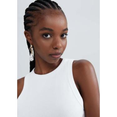 Imagem de Regata Feminina Cropped Decote Halter Neck Em Ribana Canelada - Hering