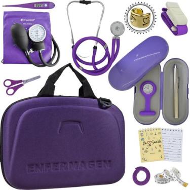 Imagem de Kit Enfermagem Estagio Super Luxo Maleta Incoterm - Love Saúde, Lilás