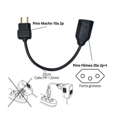 Imagem de adaptador de tomada  cm25cm 10/20A - nacional