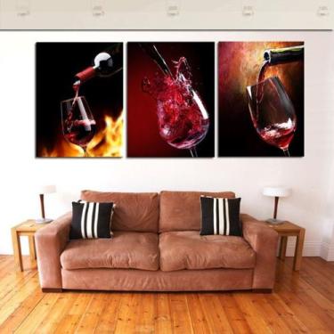 Imagem de Quadros Decorativos 3 Peças Restaurante Taça De Vinho 1 - NEYRAD