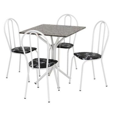 Imagem de Jogo de Mesa e 04 Cadeiras Thais com Tampo em Madeira/MDF Branca/Assen