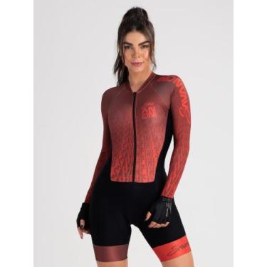 Imagem de Macaquinho De Ciclismo Feminino Manga Longa Savancini Infinity Rubi (3