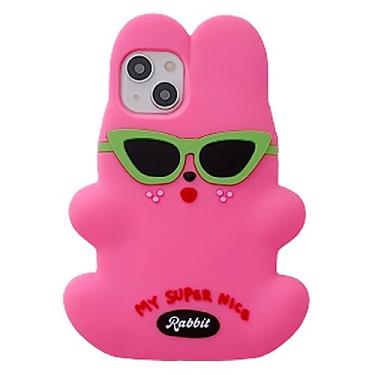 Imagem de TYOROY Capa de coelho legal 3D para iPhone 12/12 Pro 6,1 polegadas, desenho 3D, óculos de sol fixes, capa de coelho para meninas adolescentes e crianças, linda capa de silicone macio com personagem