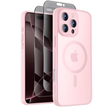 Imagem de Symcele Capa projetada para iPhone 16 Pro Max, compatível com MagSafe, com protetores de tela de privacidade X2, [proteção da câmera] [proteção contra quedas militares] capa de telefone à prova de