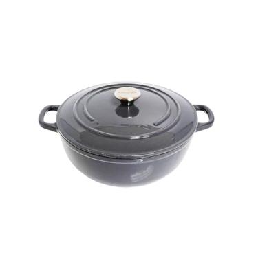 Imagem de Mirro MIR-19059 Forno holandês interior de ferro fundido de 4,8 litros revestido com esmalte branco, cinza, pronto para usar