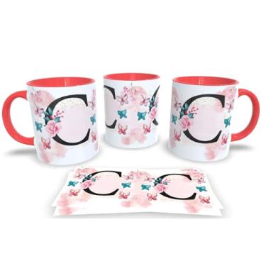 Imagem de Caneca Vermelha de Porcelana Personalizadas Alfabeto iniciais Nomes (C)