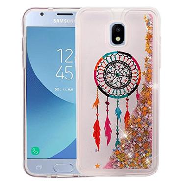 Imagem de AMZER Capa protetora híbrida com glitter e areia movediça à prova de choque para Samsung Galaxy J3/Galaxy J3 V SM-J337V (2018), estrelas douradas