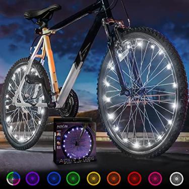 Imagem de Activ Life Luzes de LED para rodas de bicicleta – Luzes de bicicleta para andar à noite – Material de meia de Natal – Acessórios de bicicleta para crianças – Brancas, 2 rodas