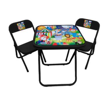 Imagem de Conjunto Mesa Infantil 2 Cadeira até 40 kg Mesinha Rosa Azul Branco Pr