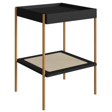 Imagem de Mesa Lateral 58 Cm Pes Metal Palhinha Oslo 28962 Nero Artesano Nero