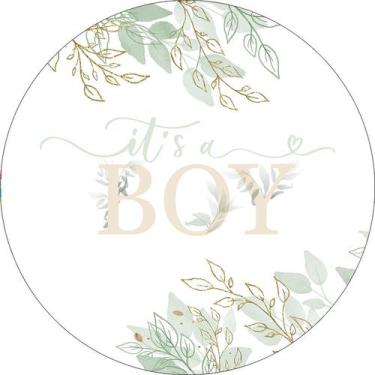 Imagem de Painel De Festa Redondo 1,50x1,50 - Chá de Bebê It's a Boy Floral 078 
