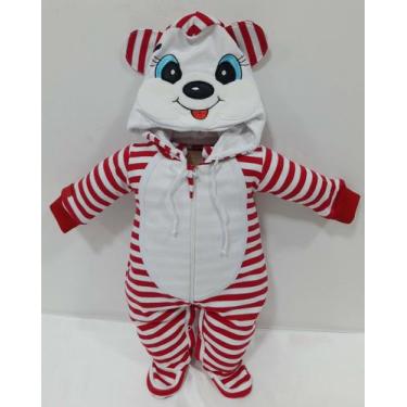 Imagem de Macacao Longo Moletinho Capuz Bebe Menina Lessa Kids 7873, Vermelho, M