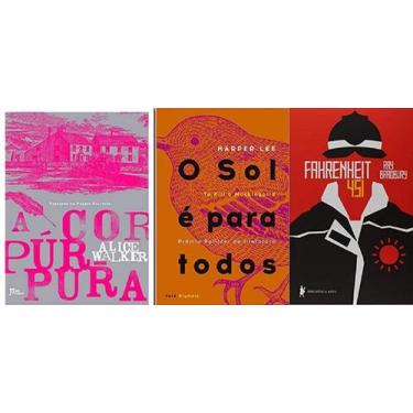 Imagem de kit 3 livros A cor púrpura + O sol é para todos + Fahrenheit 451