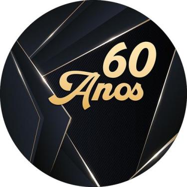 Imagem de Painel De Festa Redondo 1,50x1,50 - 60 Anos Masculino Preto e Dourado 