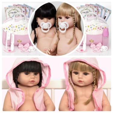 Imagem de Bebe Reborn Baby Gêmeas Recém Nascidas + Bolsa Maternidade - Cegonha R