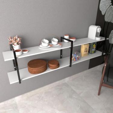 Imagem de Aparador Prateleira industrial cantinho cafe branco off white escritor