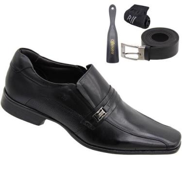 Imagem de Kit Sapato Social Rafarillo Executivo Sem Cadarço 4 em 1, Preto, 40