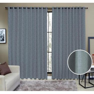 Imagem de Cortina Tecido Rustico 6,00M x 2,50M Semi Blackout Azul - Ibitinga Dec