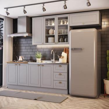 Imagem de Cozinha Compacta Com Aéreo Para Geladeira Amy Casa 812, Cinza