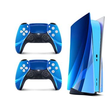 Imagem de PS5 Classic Blue Skin for PlayStation 5 Console and 2 Controllers, Solid Color Vinyl 3M Decal Stickers Full wrap Cover (Disk Edition)