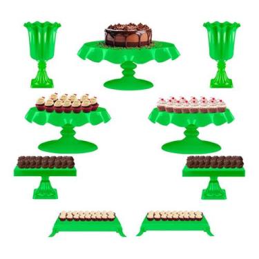 Imagem de Kit Festa 9 Peças - Mesa De Aniversário Completa - Boleira e Bandejas 