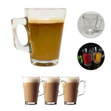 Imagem de Jogo 3 Canecas Cappuccino Café Vidro Xícaras Cafeteria 185ml - Losan