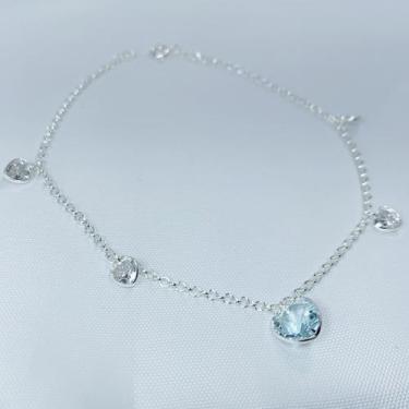 Imagem de Tornozeleira Coração Zircônias Prata 925 - JA Jóias, Água