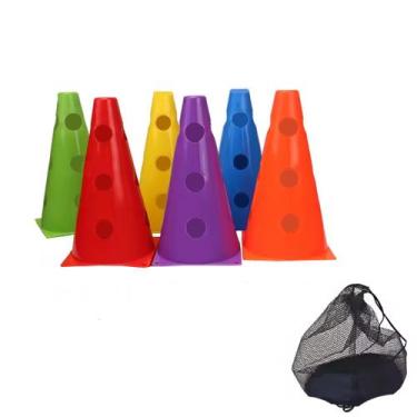 Imagem de Kit 6 Cones Gold Sports com Furos Agility flexível, Amarelo, Único, Un