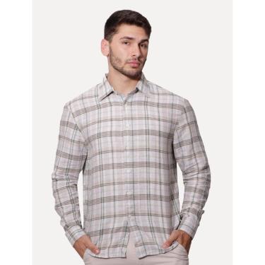 Imagem de Camisa Ellus Masculina Garden Plaid Classic Anatômica Xadrez Off-White-Masculino