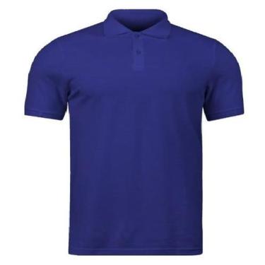 Imagem de Camisa Masculina Gola Polo Plus Size Piquet Poliéster - Genérico, Azul