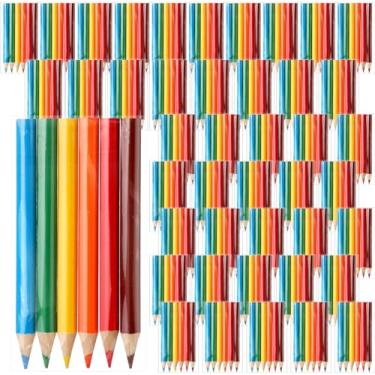 Imagem de Cholemy 50 conjuntos de mini lápis de cor, lápis de cor portátil curto de 9,5 cm, lápis de cor para crianças, pintura em sala de aula, presentes de fim de ano para estudantes, 6 cores sortidas
