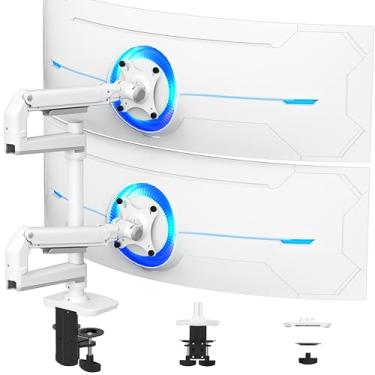 Imagem de ergounion Suporte de mesa de braço de monitor duplo, suporte para monitor duplo com ampla gama de movimentos, suporte de monitor duplo para tela de 17 a 40 polegadas de até 11 kg cada, suporte