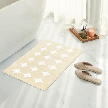 Imagem de Tititex Tapete de banheiro luxuoso com estrelas de losango, 43 cm x 63 cm, clássico, extra macio e absorvente, tapete de banho felpudo antiderrapante para piso de banheiro