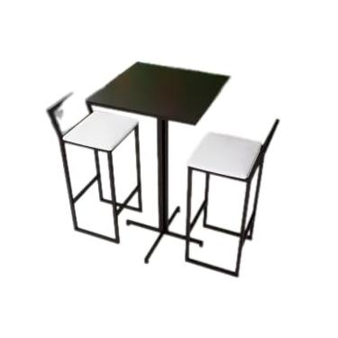 Imagem de Conjunto Mesa Alta Bar Bistrô Quadrada Preta 2 Banquetas Confort Estofado Industrial Black (LACA BRANCA)